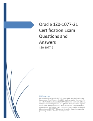 [UPDATED] Oracle 1Z0-1077-21 Certification Exam Questions and Answers