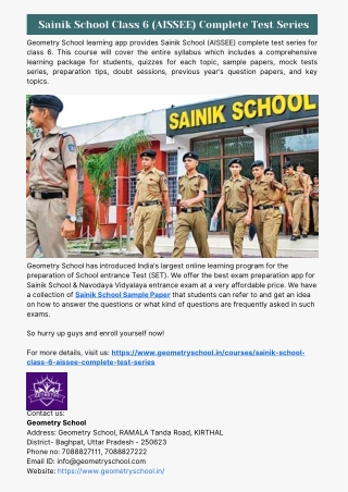 Sainik School Class 6 (AISSEE) Complete Test Series