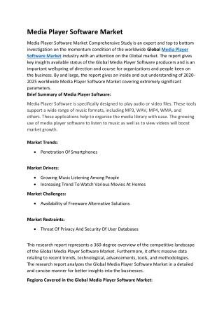 Identify Hidden Opportunities of Media Player Software Market