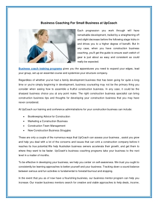 Business Coaching For Small Business at UpCoach