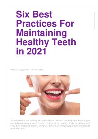 Six Best Practices For Maintaining Healthy Teeth in 2021