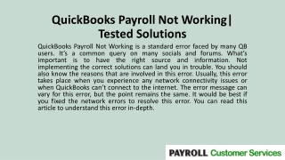 QuickBooks Payroll Not Working| Tested Solutions