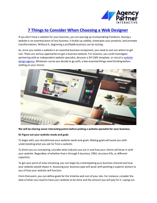 7 Things to Consider When Choosing a Web Designer