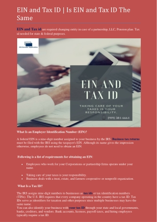 EIN and Tax ID