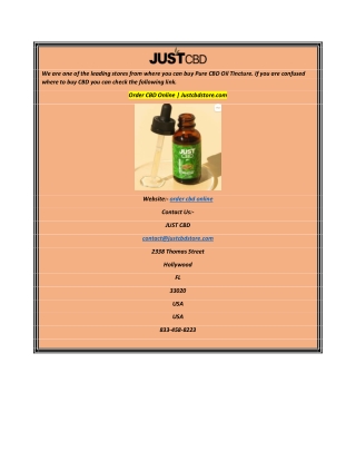 Order CBD Online Justcbdstore.com