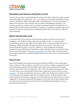 Streamline your Business with Quote to Cash