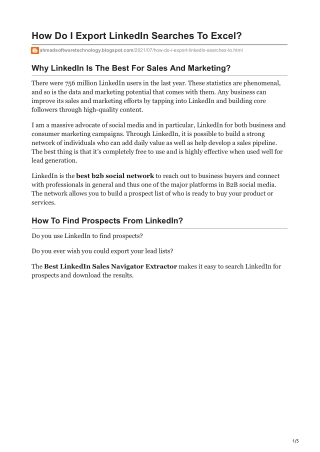 How Do I Export LinkedIn Searches To Excel?\