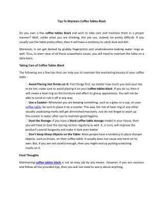 Tips To Maintain Coffee Tables Black