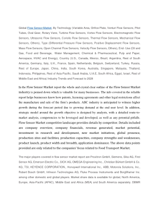 Flow Sensor Market Share, Size, Research, CAGR, Growth - Forecast 2028