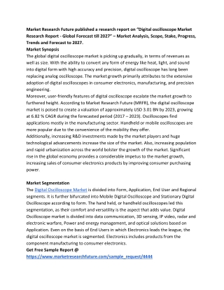 Digital oscilloscope Market Analysis, Top Leaders and Forecast 2027