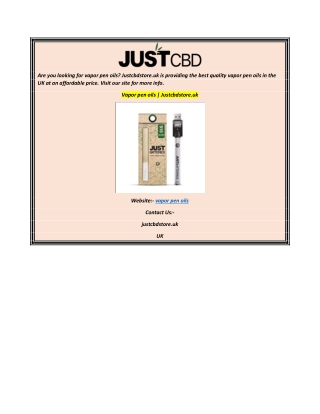 Vapor pen oils Justcbdstore.uk