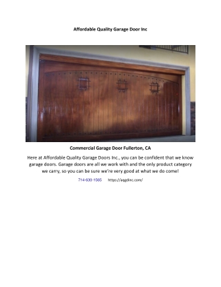 Commercial Garage Door Fullerton, CA