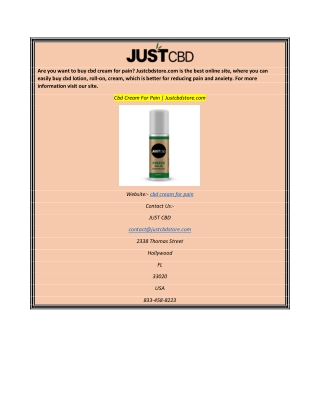 Cbd Cream For Pain Justcbdstore.com
