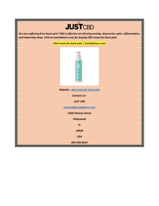 Cbd cream for back pain  Justcbdstore.com