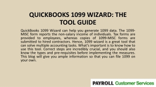 QUICKBOOKS 1099 WIZARD: THE TOOL GUIDE
