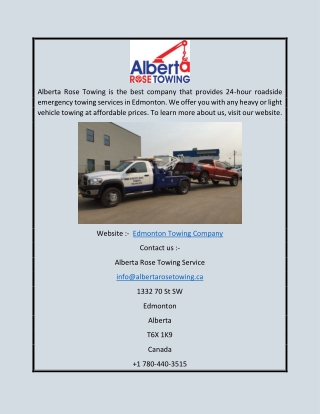 Edmonton Towing Company | Albertarosetowing.ca