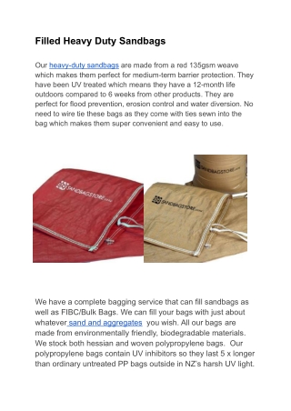 Filled Heavy Duty Sandbags