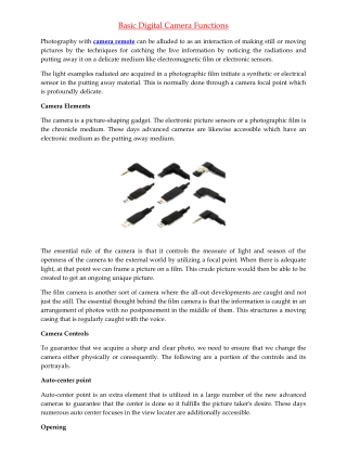 Basic Digital Camera Functions