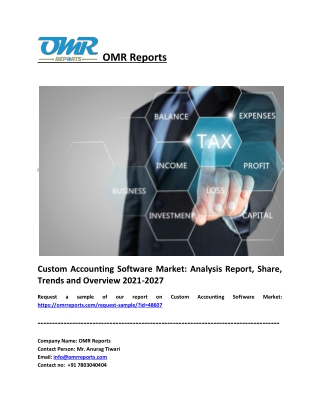 Custom Accounting Software Market Size, Share, Industry Growth, Report 2027