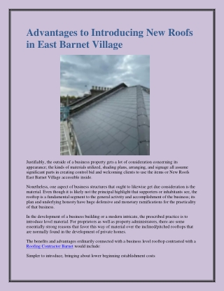 Advantages to Introducing New Roofs in East Barnet Village