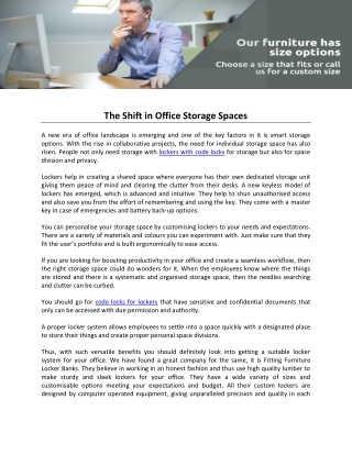 The Shift in Office Storage Spaces