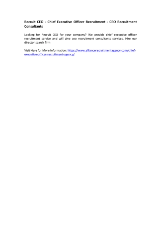 Recruit CEO - Chief Executive Officer Recruitment - CEO Recruitment Consultants