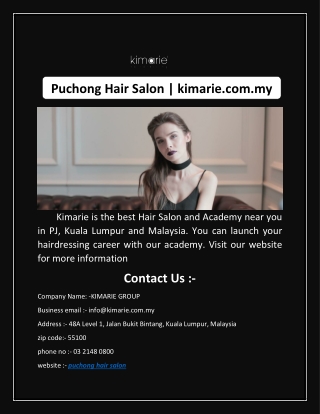 Puchong Hair Salon | kimarie.com.my