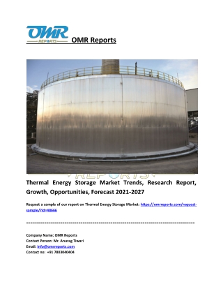 Thermal Energy Storage Market Size, Share, Industry Growth, Report 2027