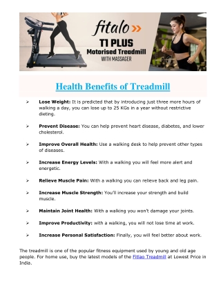 Health Benefits Of Treadmill