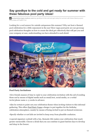 Say goodbye to the cold and get ready for summer with these fabulous pool party ideas