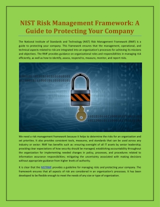 NIST Risk Management Framework: A Guide to Protecting Your Company