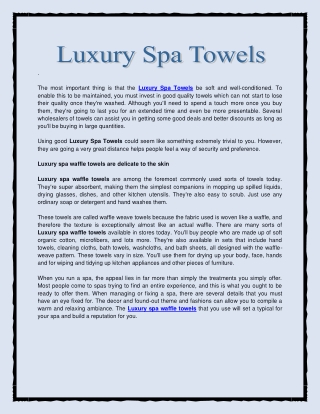 Luxury Spa Towels
