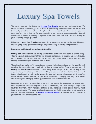 Luxury Spa Towels