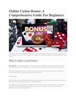 Online Casino Bonus - A Comprehensive Guide For Beginners
