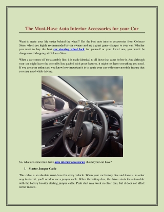 The Must-Have Auto Interior Accessories for your Car