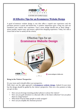 10 Effective Tips for an Ecommerce Website Design