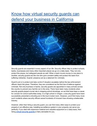 Know how virtual security guards can defend your business in California