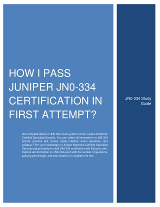 How I Pass Juniper JN0-334 Certification in First Attempt?