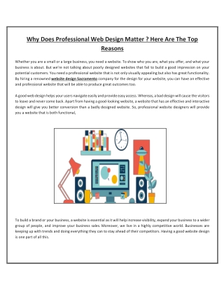 Why Does Professional Web Design Matter? Here Are The Top Reasons