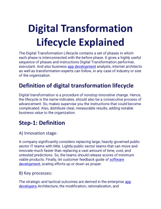 Digital Transformation Lifecycle Explained