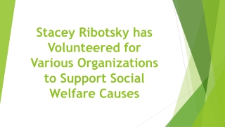 Stacey Ribotsky has Volunteered for Various Organizations to Support Social Welfare Causes