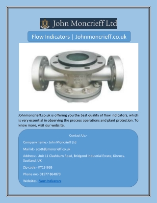 Flow Indicators | Johnmoncrieff.co.uk