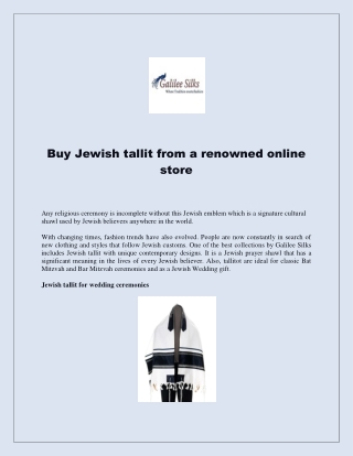 Buy Jewish tallit from a renowned online store