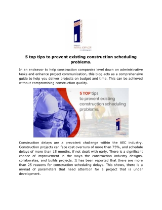 5 top tips to prevent existing construction scheduling problems.