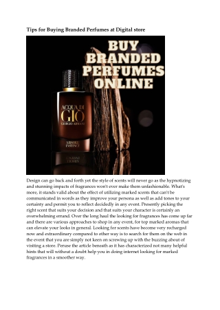 Tips for Buying Branded Perfumes at Digital store