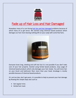 Fade up of Hair Loss and Hair Damaged