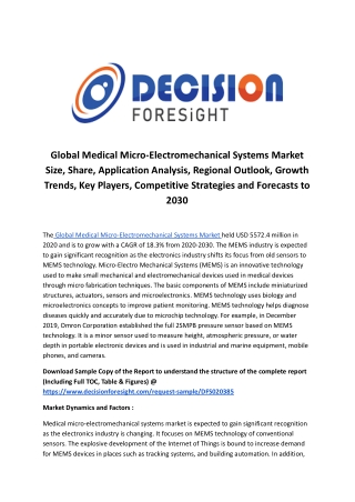 Global Medical Micro-Electromechanical Systems Market .docx