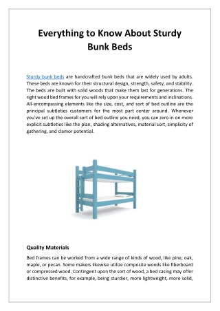 Everything to Know About Sturdy Bunk Beds