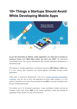 10  Things a Startups Should Avoid While Developing Mobile Apps
