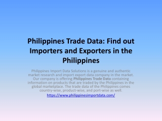 Find Genuine Philippines Export Data Report